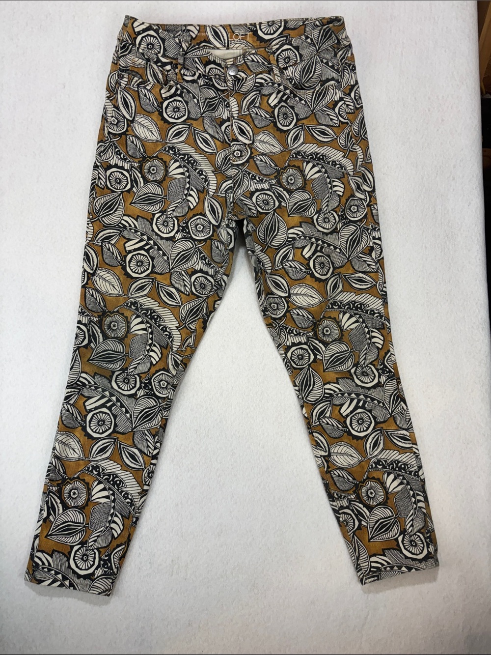 ANN TAYLOR LOFT Floral Printed Curvy Skinny Ankle Jeans Women's Sz 30/10